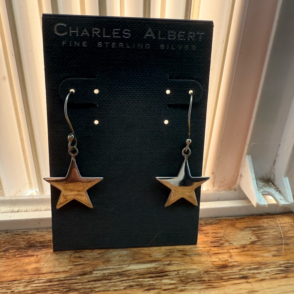 Charles Albert Silver Star Earrings